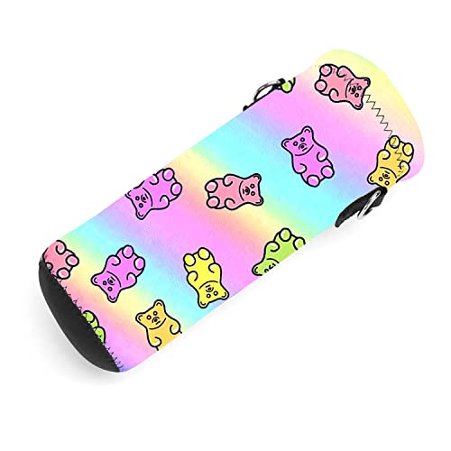 AMARY 500ML Neoprene Water Bottle Carrier Bag with Adjustable Shoulder Strap,Insulated Water Bottle Cover for Stainless Steel/Glass/Plastic Bottles 16.9OZ (Candy bear) - color: Candy bear