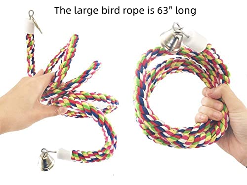 Bird Rope Perch Parakeet Toys, Spiral Cockatiel Toy, 63" Bird Bungee Rope Perches, Cage Accessories