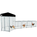 Hexagonal Metal Chicken coop with Cover for Yard, 19x6x7.5ft Large Chicken Run for 10 Chickens, Walk-in and Weatherproof Design Duck Pen, Thickened Black UV Protection Cover - size: 228.0"L x 90.0"W x 71.0"H
