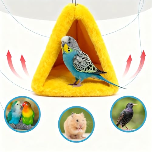 Bird Nest Snuggle Hut Soft Plush Hammock Hanging Cage Tent for Birds Parrot Winter Warm Bed Pet Toy for Hamster Parrot Macaw Budgies Eclectus Parakeet Cockatiels Cockatoo Lovebird (Yellow) - color: Yellow