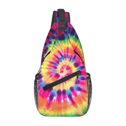 Tie Dye Sling Backpack Crossbody Shoulder Bag Chest Bag Travel Chest Pack Casual Daypack For Women Men Hiking Sports Working - color: Black6