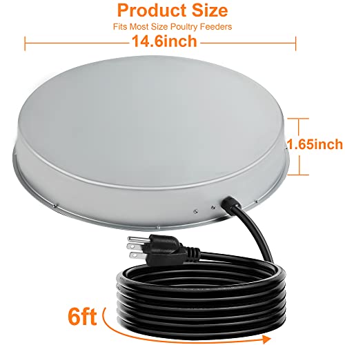 Poultry Chicken Water Heater: Chicken Water Heater Base for Winter, for Plastic/Metal Poultry Watere Under 6 Gallons, Heated Waterer for Chickens 125W - size: 15 inch (1-Pack)