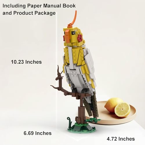 White Cockatiel Building Set Model Standing Branch 331Pcs Home Office Decor | LUXEBLOCKS cockatiel Model: original bird bricks, DIY standing branch model, home office decor, creative gift for adults.