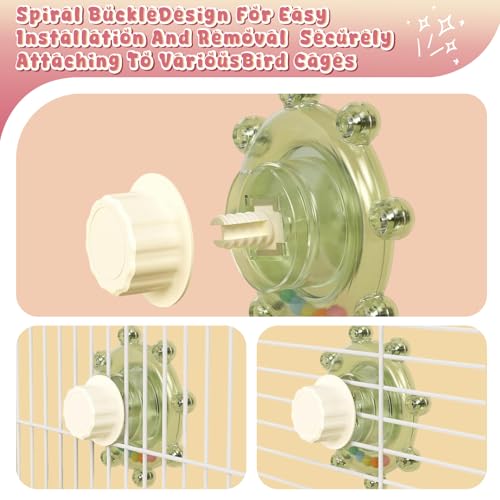 Bird Mirror Toy for Cage, Rotating Interactive Parrot Toy with Bell Sound, Cage Mounted Bird Enrichment Toy for Parakeets, Lovebirds, Cockatiels, Conures, Budgies and Small Birds (Green+Blue) - color: Green+Blue