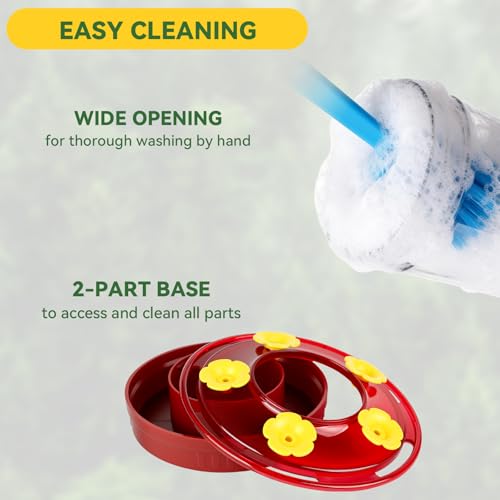 Hummingbird Feeder for Outdoors Hanging, 8.3OZ Plastic Humming Bird Feeders with 5 Bee Guard Feeding Ports & Built-in Ant Moat,Hummingbird Gifts for Mom Bird Feeder for Outside,Garden Décor,2 Pack