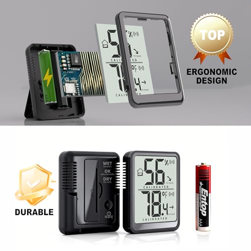 2 Pack Room Thermometer Small Hygrometer Indoor Humidity Monitor Sensor, Digital Temperature and Humidity Meter Gauge for Home, Baby Nursery, Reptile, Greenhouse - Battery Included