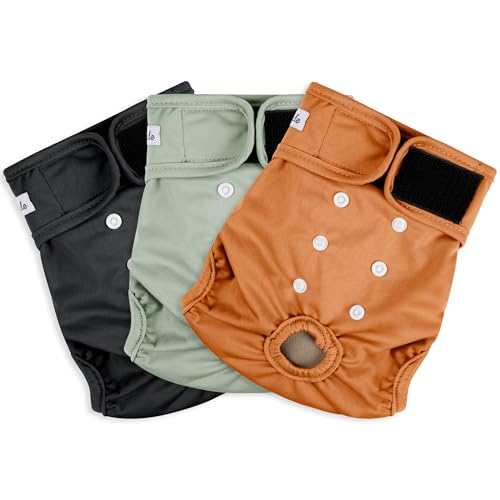 Female Dog Diapers - Premium Reusable Diapers for Doggie in Heat - Highly Absorbent Dog Diapers Female for Pet Incontinence with Adjustable Snaps Brown Black, S - color: coffee&black&gery, size: Small（New Born-11.5“Waist）