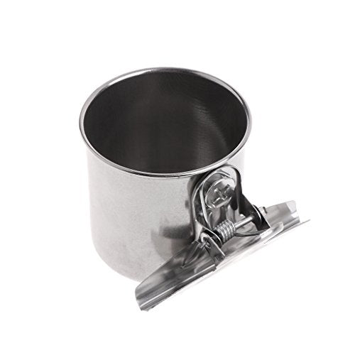 Bird Feeder Stainless Steel Bowls for Cage Parakeet Food Dish Parrot Water Cups with Clip for Canary Lovebird Bird Seed No Waste - size: Medium