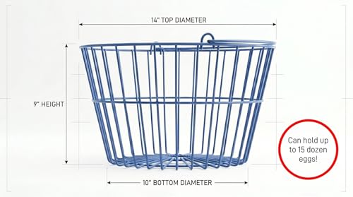 Large Plastic-Coated Egg Basket – 15-Dozen Capacity | Gentle Protection for Fresh Eggs, Rust-Resistant Design, Professional Farm Collection Carrier