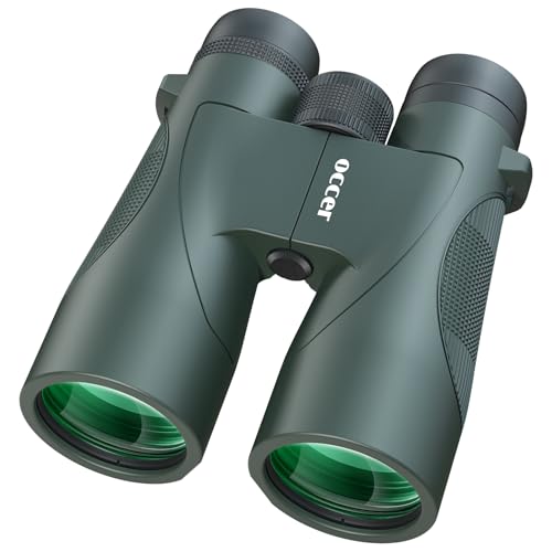 Occer 12x50 Binoculars for Adults High Powered for Bird Watching Green | Easy Focus, Large 50mm Objective Lens, Low Light Vision, Clear Image for Cruise Ship Travel Hunting Stargazing, Gift for Men - color: Green