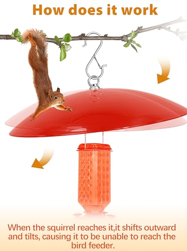 16-Inch Widened Bird Feeder Cover,Hummingbird Feeder Rain Guard,Squirrel Baffle for Bird Feeders,Squirrel-Proof for Wide Outside Tree Trunk or Eave,Gift for Wumen,(Bright Red),2 Pack - color: Red, size: 16''/2P