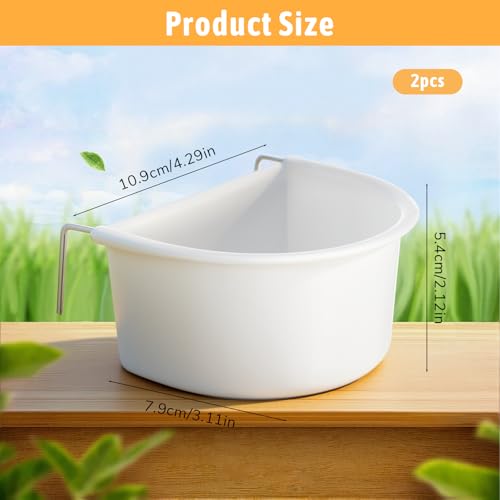 2 PCS Small Cage Bird Feeder Bird Water for Parakeets Cage Plastic Hanging Birds Water Bowl with Hooks Food Bowl for Small Birds Parakeet Parrot