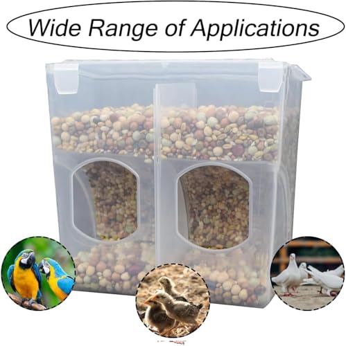 Automatic Pigeon Bird Feeder Water, 2 Pack Plastic Feeder Water Dispenser Drinkers for Cage, No Mess Hanging Parrot Food Bowl Container, Cage Accessories for Parakeet Quail Bird Chicken (2 Hole-Hook) - size: 2 Hole / 2 Pack