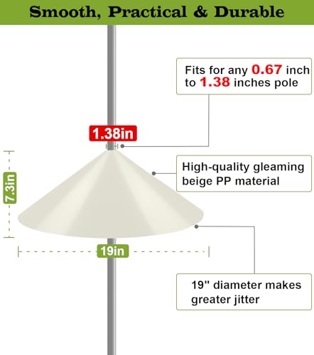 19 Inch Wide Squirrel Baffle for Bird Feeder Pole, Outside Pole Mount Stopper & Bird House Guard for Outdoor Shepherd’s Hook, Beige, 1 Pack - color: Beige