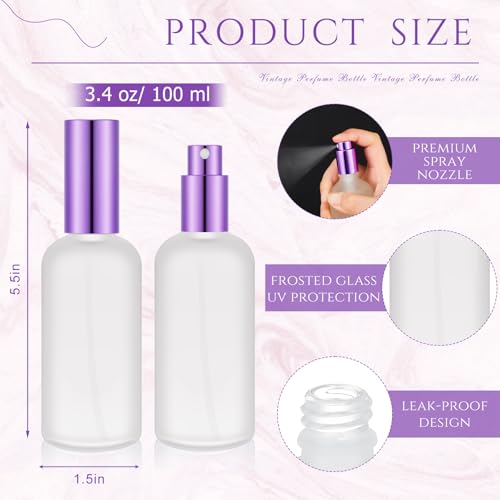 Roshtia 30 Pcs Glass Spray Bottle Clear Empty Bottles Small Refillable Reusable Perfume Bottle with Fine Mist Sprayer Pump for Face Body Travel(3.4 oz,Purple) - color: Purple, size: 3.4 oz