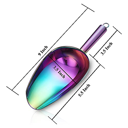 Rainbow Ice Cream Scoop - Premium Stainless Steel for Cookie, Dog Food, Flour, Candy - Dishwasher Safe (8oz/9 Inch) - color: 2. Rainbow