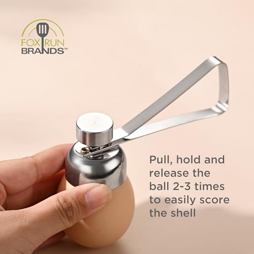 Fox Run Stainless Steel Egg Cracker, Egg Shell Opener for Boiled & Raw Eggs | Long Lasting & Dishwasher Safe Egg Cracker Tool | Easily Open The Shells Of Raw & Hard Boiled Eggs | Egg Breaker Gadget
