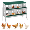 Garvee Chicken Nesting Box, 8 Compartments Nesting Box for Chickens, Galvanized Steel Chicken Laying Box for Easy Egg Collection, Wall Mounting - color: Green | 8 Compartments+legs