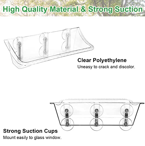 Clear Window Mounted Bird Feeder Bath, 1 Pack | Transparent Glass Birdfeeder Birdbath with Strong Suction Cups for Cats, Kids, Elderly Viewing Outside