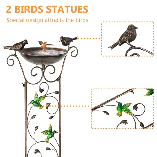 BAYN 43.5 Inch Metal Bird Bath Bowl with Garden Trellis Outdoor | Easy Install, Garden Birdbath and Plants Trellis 2 in 1, Decorative with Hummingbirds, Functional Decor for Yard Patio Lawn - style: Hummingbird