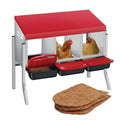 Chicken Nesting Boxes, Heavy-Duty 8-Compartment Metal Chicken Nesting Box – Removable Tray, Ventilation Holes, Easy Egg Collection, Rustproof Galvanized Steel - Red - 3 - Slot - with Legs - color: Red, size: 3 - Slot - With Legs - Upgraded Version