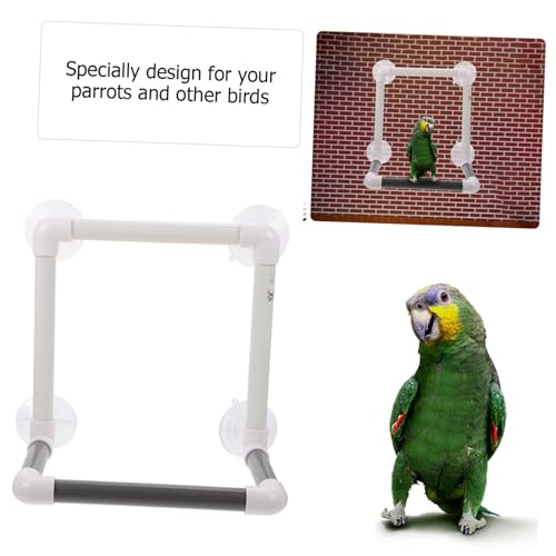 Large Bird Shower Perch for Parrots Wall-Mounted Window Hanging Stand Abs Material Natural Sunlight Access Safe Bathing Plaything for Pet Birds and Parakeets