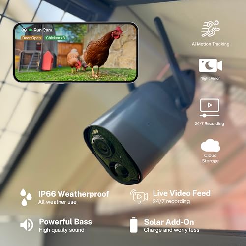 Smart Coop All-in-One Chicken Bundle Predator-Proof All-Weather Chicken Coop with Dual Smart Cameras, Automatic Door, Solar Kit, All-Weather Tarp for 4-6 Chickens - size: Coop + Complete Bundle