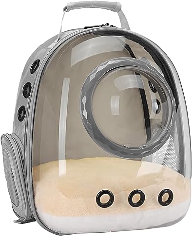 Bubble Cat Carrier Backpack, Transparent Pet Carrier Backpack for Small Puppy and Bunny, Space Capsule Bubble Cat Backpack Carrier, Airline Approved - color: Grey