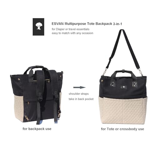Diaper Tote Bag Totepack Backpack Crossbody Bag 3 in 1 for Women Laptop Backpack Multifunctional with Insulated Pockets - color: Linen Beige