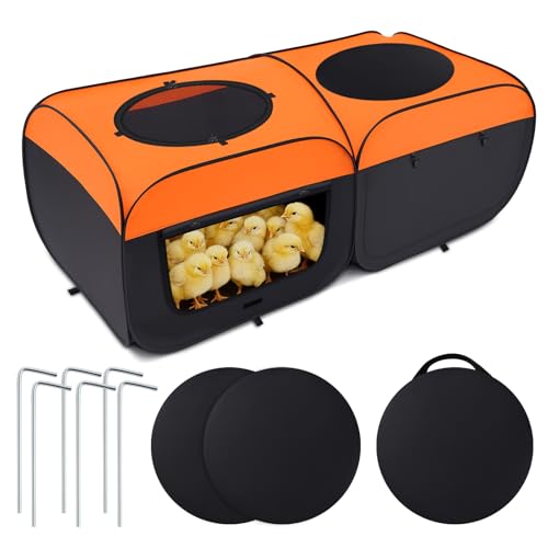LemonRoad 73 Inch Large Chicken Brooder Box for Chick Starter Kit, Holds up to 30-40 Chicks, Upgrade Dual Door, Top Shading Design, Chick Brooder Pen/playpen/Baby Chicken, Bottom Non-Detachable