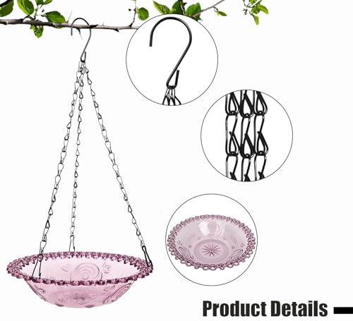 Hanging Bird Bath Bowl, 2 Pack Bird Bath for Outside, Hummingbird Bath and Feeder Set, Hanging Bird Bath Hanging Bird-Feeder for Garden Backyard Decor(Purple)