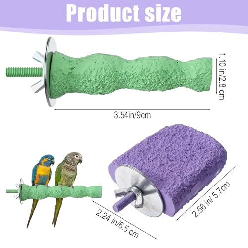 Bird Beak Grinding Stone 2 Pcs Bird Parrot Cage Perch Stand Platform Foot Claws Trimmer Chewing Toys for Small Medium Birds Cage Accessories for Budgies Cockatiels Conures