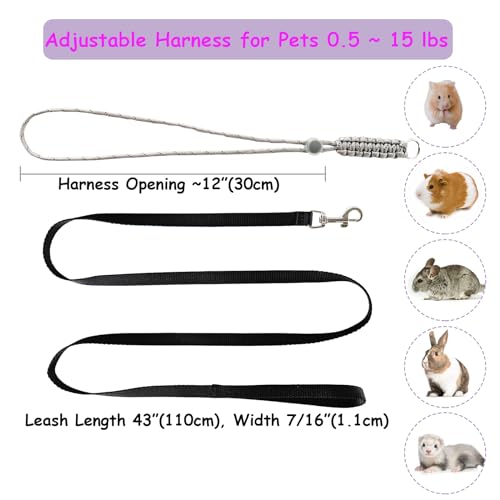 GOMICRAFT Handmade Figure 8 Harness and Leash for Ferrets/Guinea Pigs/Rats | Adjustable, Lightweight & Safe | Fits Small Animals: Bunnies/Bearded Dragons/Chinchillas/Reptiles/Birds/Squirrels/Rabbits