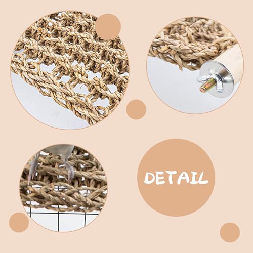 Bird Cage Ladder Perch, Seagrass Woven Ladder Hammock Exercise Stands Parakeet Climbing Chewing Bridge for Parrots Lovebirds Cockatiels Conures Budgies, Bird Cage Accessories