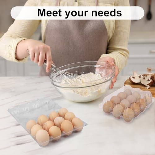 130 Packs 3 x 4 Clear Egg Cartons, 1 Dozen Plastic Egg Cartons, Transparent Chicken egg Trays Holds up to 12 Eggs for Storage and Market Display