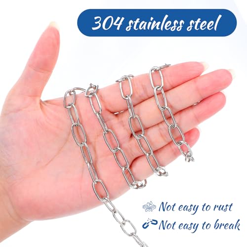 50ft Galvanized Steel Hanging Jack Chain 1/16" Silver Metal Link Chain Roll Spool for Light Fixture, Overhead Lights, Artworks, Bird Feeders, Dog Leashes, Signs, DIY Projects(1.5mm with Spool)
