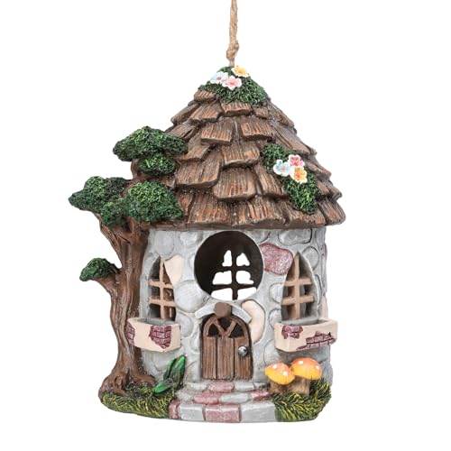 Yinns Resin Bird House for Outside, Decorative Wild Bird Houses for Garden | Birdhouses for outdoors wild bird nesting, decorative stone waterproof bird houses for backyard garden decor - color: A-Stone House