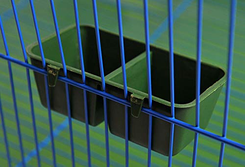 Bird Seed Food Feeding Cups Plastic Hanging Bowl for Poultry Parrot Pigeon Parakeet Budgie Cage (3.93inch-2 in 1) - size: 3.93x1.38 inch