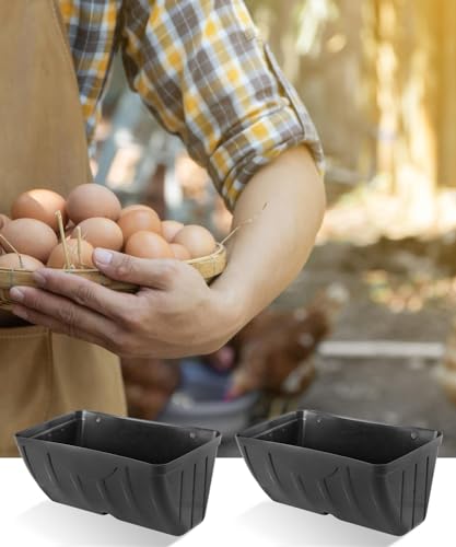 Chicken Feeder, 2 Pack, Poultry Feeders and Waterers, Hanging Goat Feeder, Livestock Fence Feeder, Feed Trough and Waterer Bucket with Clips, Black - color: 2 Pack Black