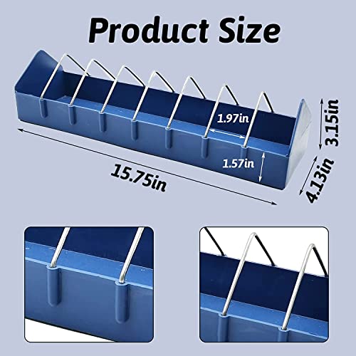 2PCS Pigeon Feeder, Bird Dispenser Slot Container, Poultry Plastic Thick Trough Dish Less Waste with Removable Steel Wire Partition for Pigeons Quails Birds Chicks Ducklings - size: L:15.7 x 4 x 3 inches