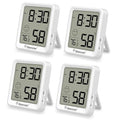 Geevon 4Pack Mini Indoor Thermometer Hygrometer with Comfort Indicator, Room Temperature & Humidity Monitor with Time Display, °C/°F & 12/24H - size: 4 pack, style: 256360