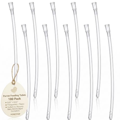 POPETPOP 100 Pcs Parrot Feeding Tubes: Transparent Plastic Baby Bird Milk Feeding Hose, Parrot Water Feeder Tool for Nursery Baby Bird Budgies Cockatiels - Easy to Clean