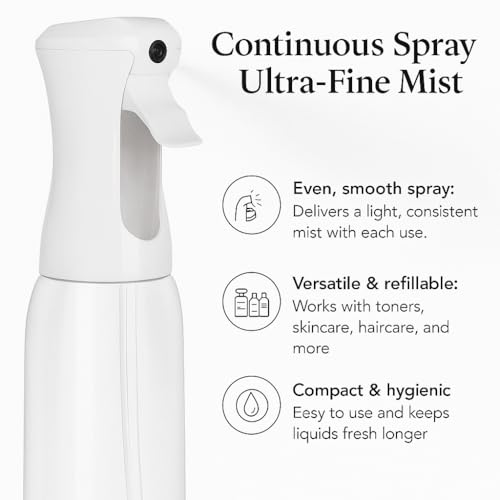 VIGOR PATH Continuous Mist Clear Spray Bottle 500ml Fine Mist for Hair | Ultra Fine Atomizer Leak Proof Ergonomic Construction 360 Refillable - size: 16.9 Ounces