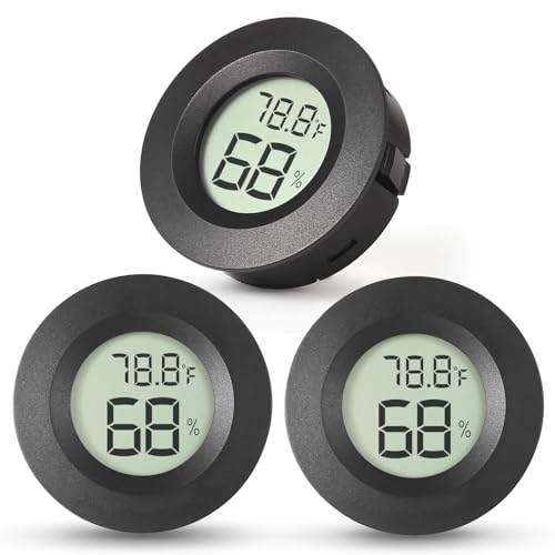 Atogou 3-Pack Mini Hygrometer & Thermometer, Indoor Digital Humidity Meter | ℉/℃, Outdoor Gauge Temperature for Home, Office, Reptile, Car, Greenhouse, Lab, Terrarium, Cellar.. A01 Black - color: Black 3-pack