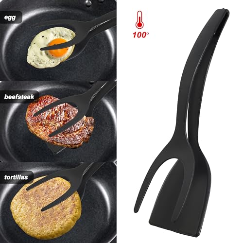 Dual-Purpose Nylon Egg Flipper Spatula & Stainless Steel Fish Turner Combo – Heat-Resistant Kitchen Tools for Non-Stick Pans, BBQ, Grilling (2-Piece Cooking Utensil Set)