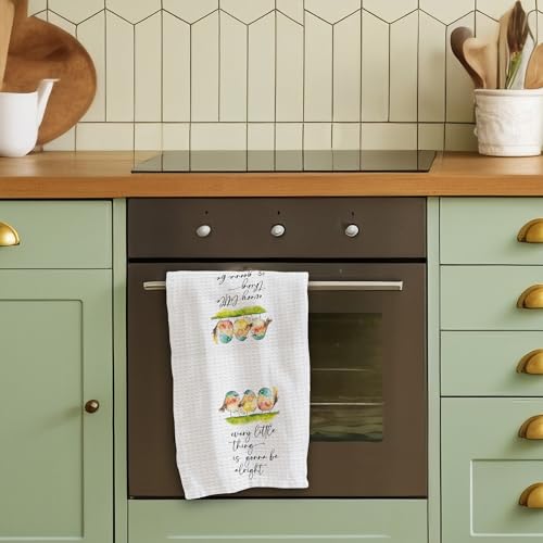 Spring Watercolor Birds Kitchen Towels - Every Little Thing is Gonna Be Alright - 16 x 24 Inches Kitchen Hand Dish Towels - Decorative Fast Drying Home Dishcloth-Gifts for Friends Family - A01 - color: Watercolor Birds-1