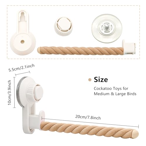 2Pcs Suction Cup Bird Perch,Natural Wood Parrot Window/Mirror/Car/Travel/Shower Perches Stand Portable Parakeet Grinding Stick Training Toys for Small and Medium Birds(Twist Grain) - color: 2 Pcs-Wood Sticks