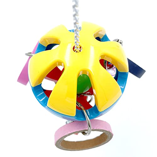 Bird Parrot Plastic Ball Toys with Colorful Cardboard Bagel and Acrylic Pacifiers for Parrot African Grey Cockatoo Cockatiel Sun Conures | Colorful Cardboard Bagel, Acrylic Pacifiers, For African Grey Monk Cockatiel Conures