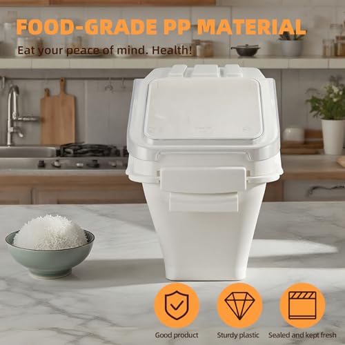 53LB Flour Storage Container With Scoop for Dry Food, Sugar, Baking Supplies,Rice.BPA Free Ingredient Storage Bin，Pet Food Storage Container Dog Cat Birds Food Bin (53 LB) - size: 53 LB