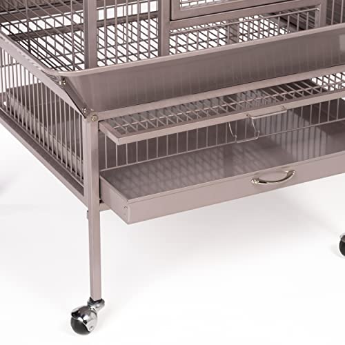 Prevue Pet Products Playtop Bird Cage - Medium Cage with Wheels for Parrots, Conures, Cockatiels, & Similarly Sized Birds, with Rolling Stand and Seed Guard - Blush Finish | Medium Cage with Wheels for Parrots, Conures, Cockatiels, & Similarly Sized Birds